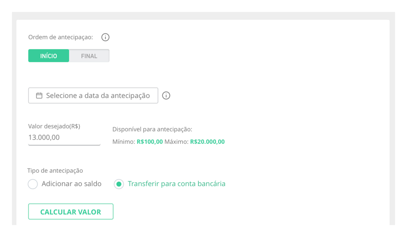 Modal Antecipação